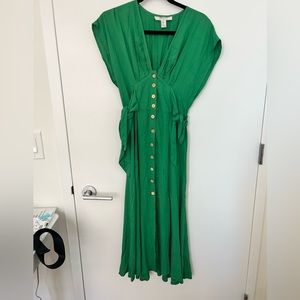 Deep green button up MIDI dress